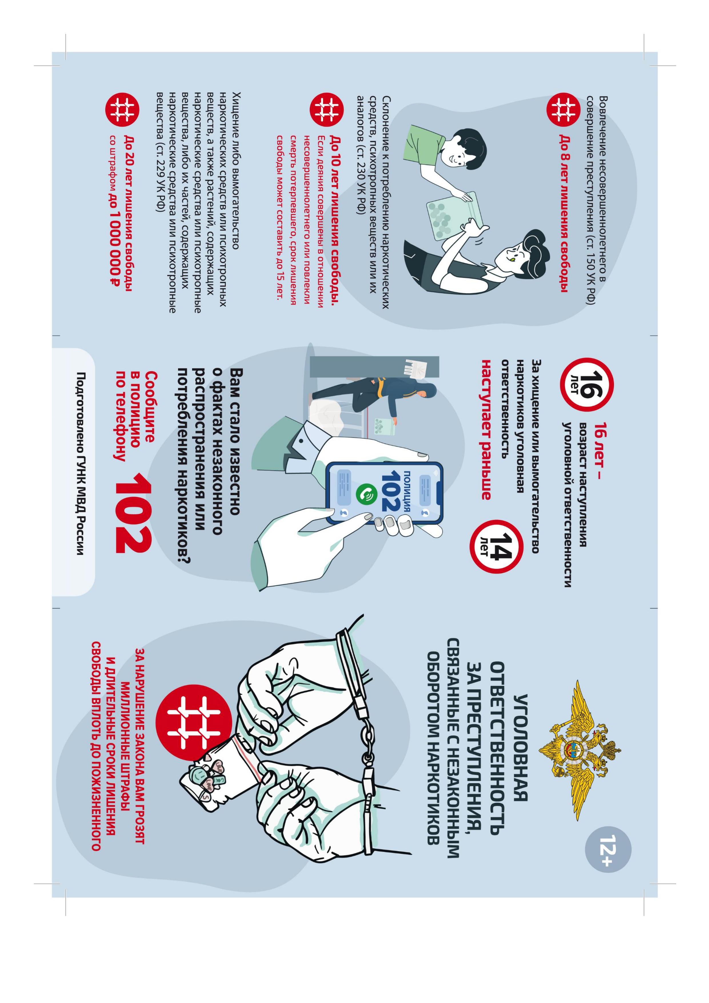 Буклет для подростков об уголовной ответственности за преступления, связанные с незаконным оборотом наркотиков